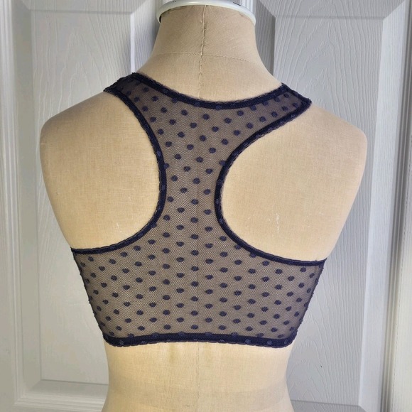 Victoria's Secret Dot Sheer Mesh & Lace High Neck Wireless Bralette XS Lingerie - Picture 2 of 7